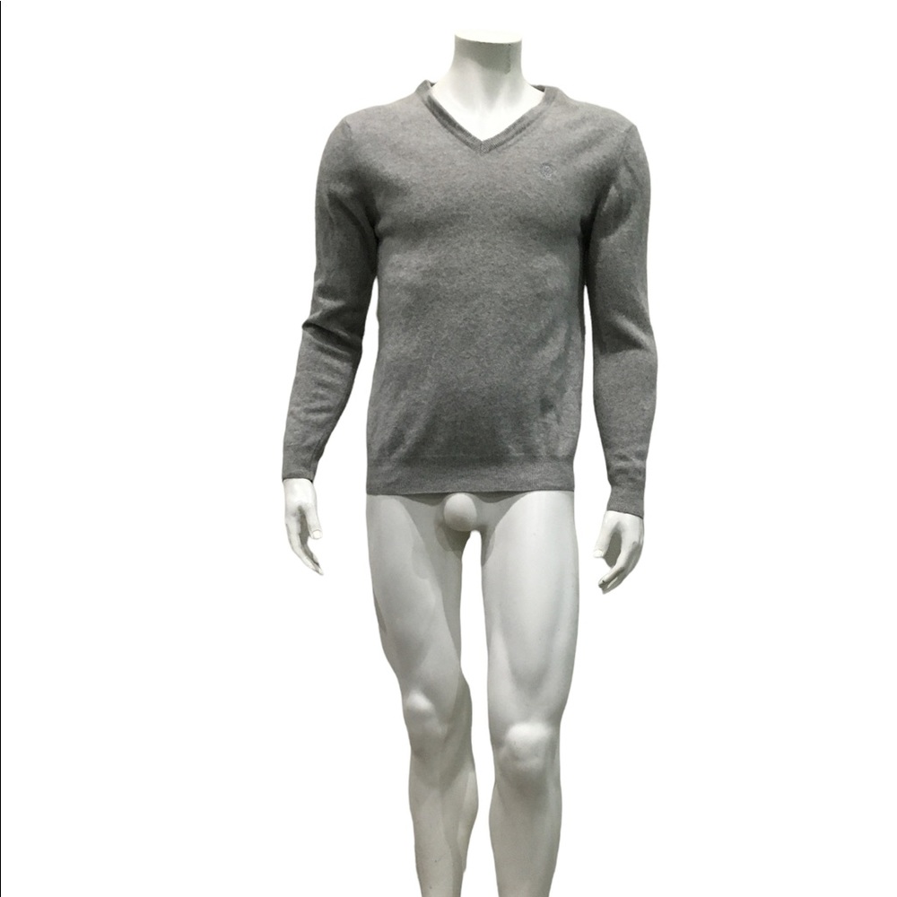 Roberto Cavalli Mens Grey V Neck Wool Sweater